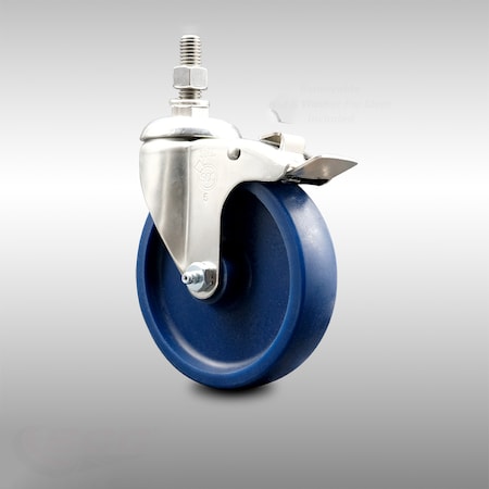Service Caster 5 Inch 316SS Solid Polyurethane Swivel 3/8 Inch Stem Caster Total Lock Brake SCC SCC-SS316TSTTL20S514-SPUS-381615